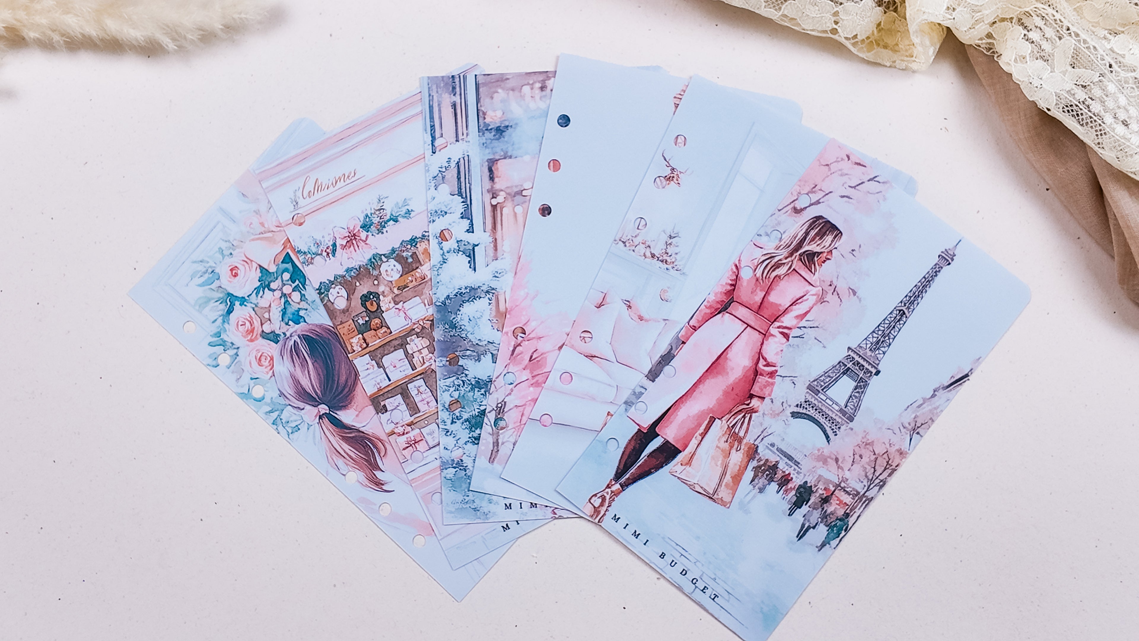 Pack de 6 pages de gardes hiver a6 – MIMI Budget