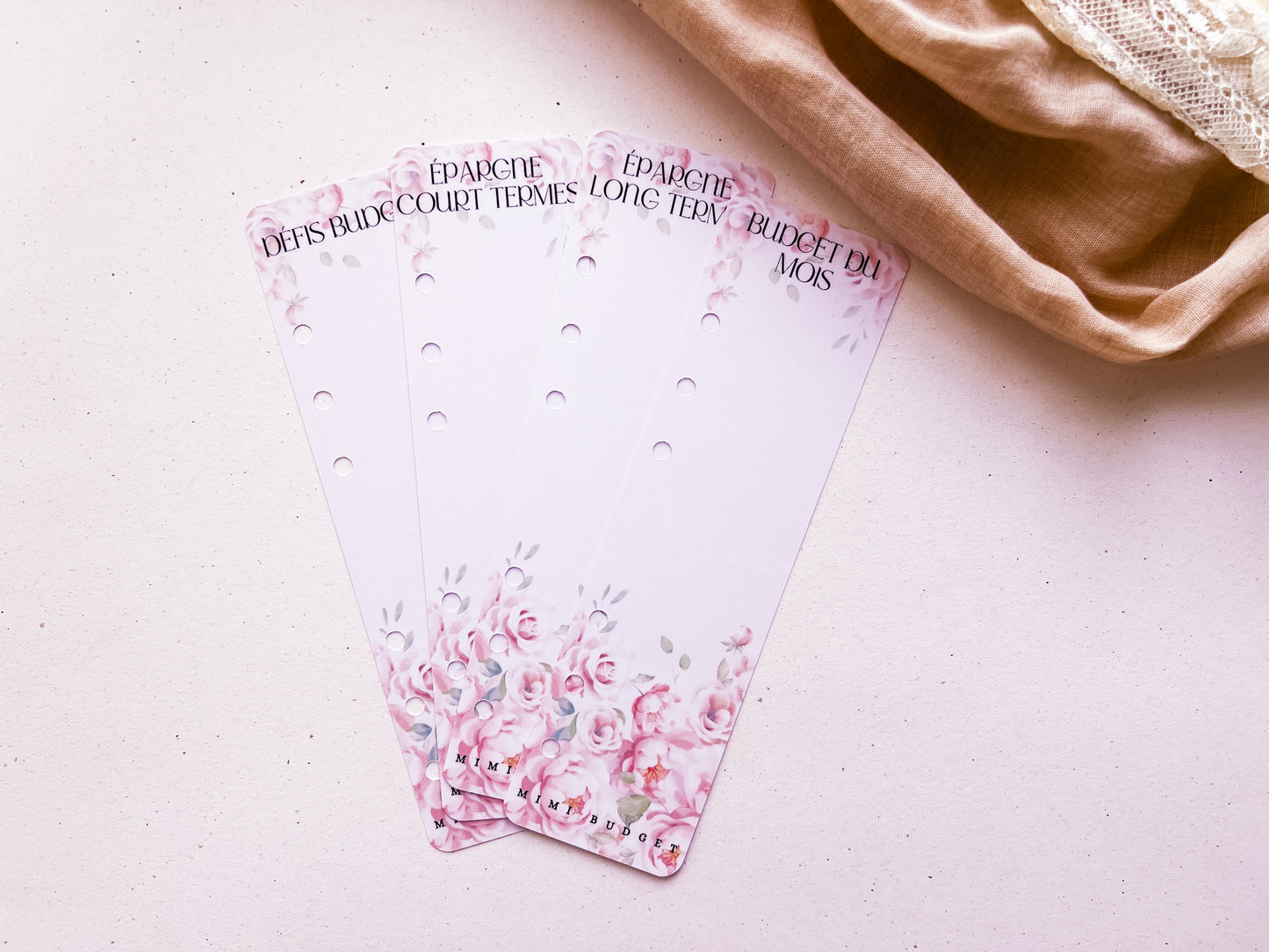 Lot de 4 marque pages budget a6